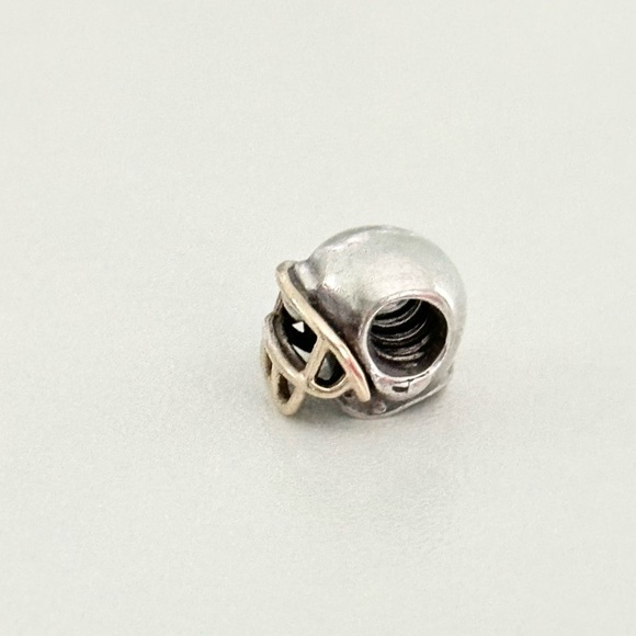Pandora 925 & 14K Gold 2 Tone NFL Football Sports Helmet Rare Retired Bead Charm - Picture 3 of 7